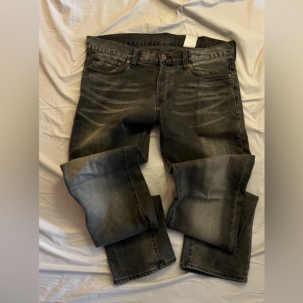 H&M Black Straight Slim Fit Low Waist Jeans 33x33